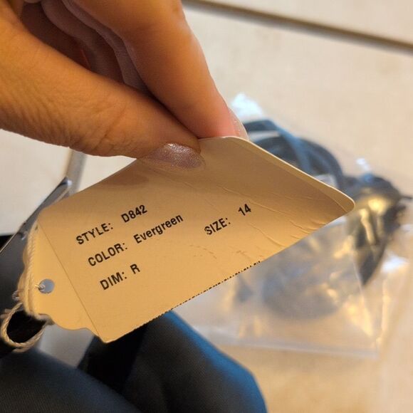 NWT Alfred Sung Strapless A-line Satin Gown Modern Bow Detail Evergreen 14 - Picture 5 of 13